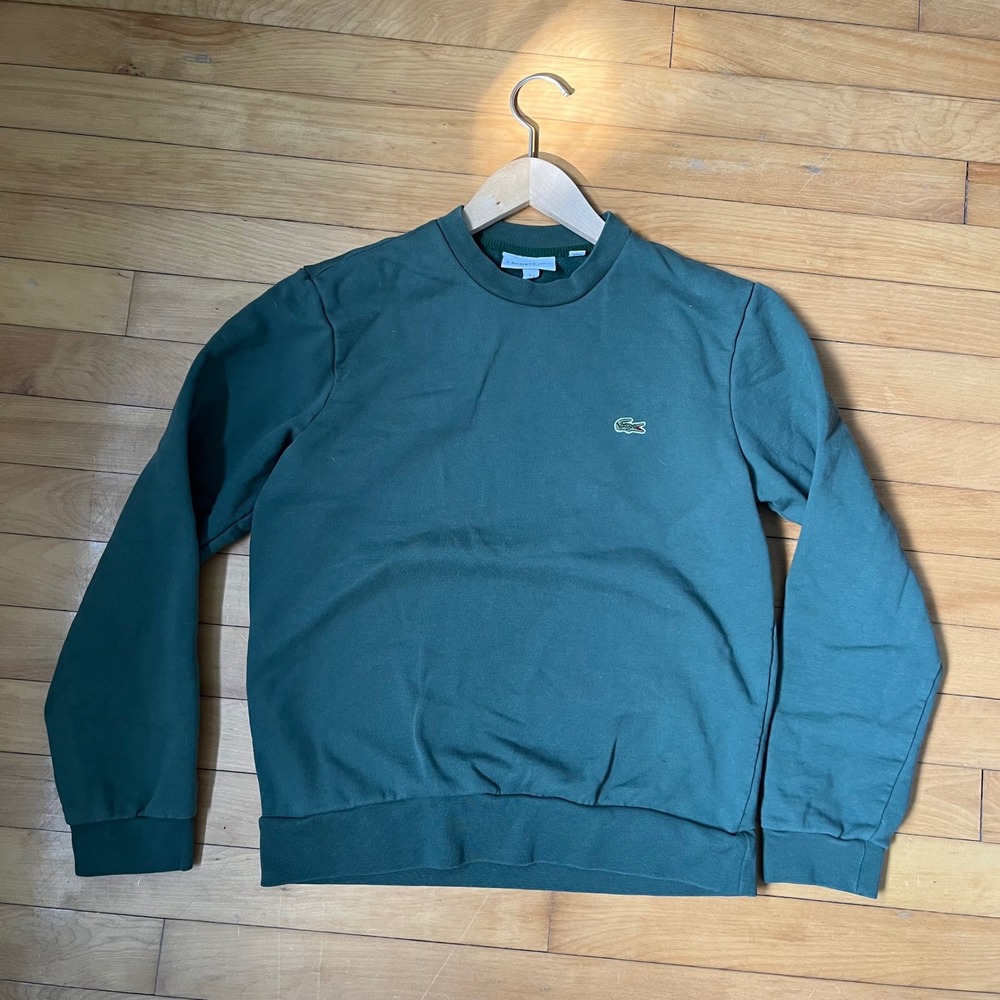 Lacoste Mens Classic Fit Crewneck Sweatshirt Forest Green Logo S FR 3